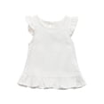 thumbnail image 1 of LLYWEY Toddler Girls Ruffle Tops, Baby Girl Linen Ruffles Hem Sleeveless T-Shirts, Kids Solid Color Keyhole Back Summer Round Neck Sleeveless Loose Casual Blouses Shirts, Style-T-12, White, 3T, 1 of 9