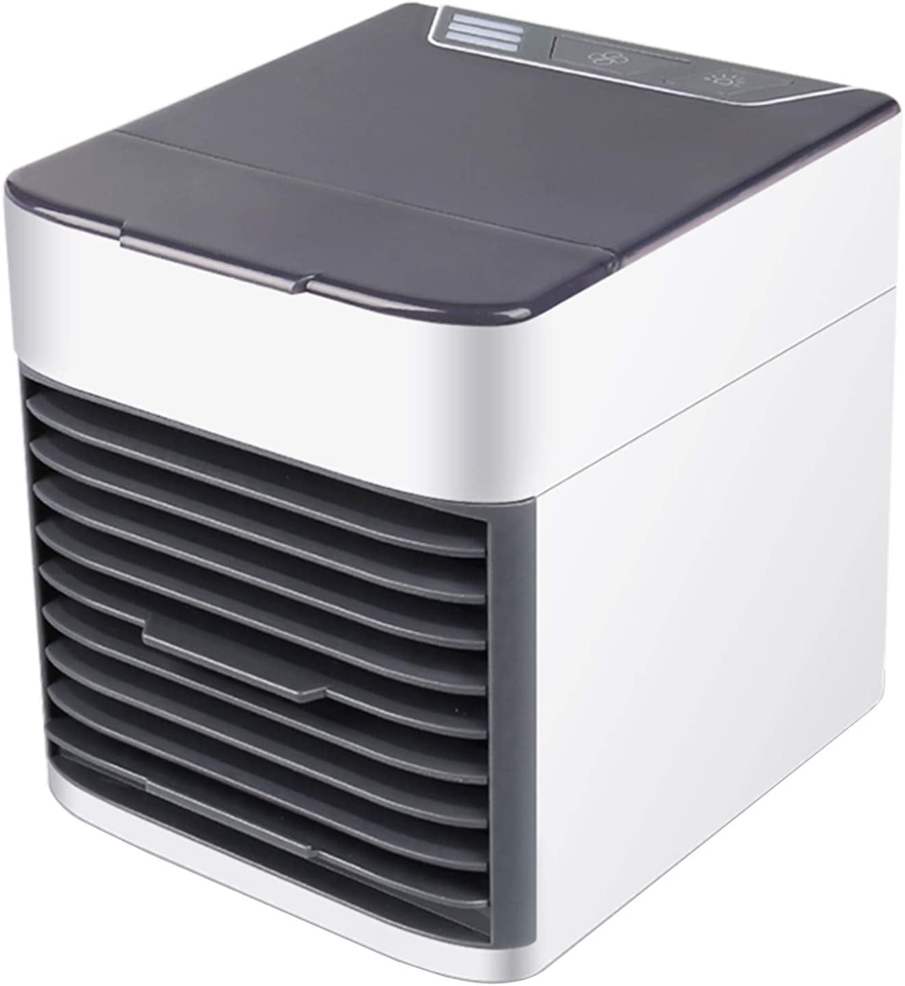 Portable Air Conditioner Fan, Air Cooler, Humidifier and Purifier 3-in-1 USB Desktop Air conditioner with Waterbox, 7 Color LED Night Light and 3 Fan Speed for Office Home Travel