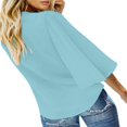thumbnail image 3 of CHUANK Women‘s Button Down V Neck Tops Ruffled 3/4 Sleeve Tie Knot Front Blouses White Sizes S-2XL, 3 of 5