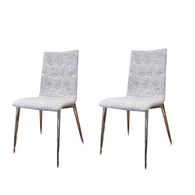 KORSA Ensemble de 2 Chaises - Chaises de Salle à Manger et d'Appoint en Velours Gris avec Dossiers Capitonnés et Pattes en Métal Noir, Mesurant 35 Pouces de Hauteur, 16,5 Pouces de Largeur et 18,5 Pouces de Profondeur, Convenant aux Petits Espaces de Salle à Manger et aux Sièges d'Appoint Polyvalents.