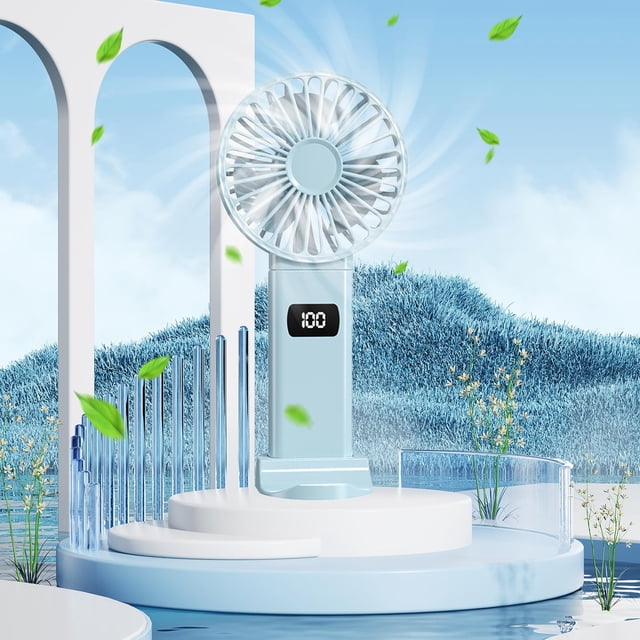 Limited Time Deal Iumwxz Digital Display Folding Fan USB 5-speed Rechargeable Small Fan Portable Handheld Fan Travel Fan Portable Fan Mini Fan Desk Fan Outdoor Decor