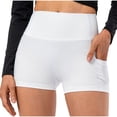 thumbnail image 1 of Plebaso Womens High Waist Yoga Shorts with Pockets Workout Athletic Shorts Stretch Compression Biker Shorts, 1 of 7