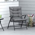thumbnail image 2 of Outsunny Foldable Lounge Chair, Fabric Upholstered Recliner, Outdoor Lounger with Armrest, Metal Frame Camping Beach Chair for Poolside, Deck, Backyard, Grey, 2 of 10