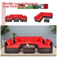 thumbnail image 4 of Gymax 6PCS Rattan Outdoor Sectional Sofa Set Patio Furniture Set w/ Red Cushions, 4 of 10