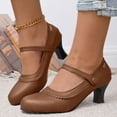 thumbnail image 2 of LOVZFMLL Chaussures pour Femmes Talons Blocs Épais Chaussures Mary Jane Vintage Bout Rond Bride à la Cheville Bureau Mariage Chaussures de Robe Brun 6, 2 of 8