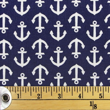 FABRIC CREATIONS Fat Quarter 45 × 53 cm (18 × 21 in) Navy with White Anchors