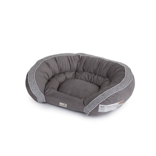 TrustyPup Lit pour Animal de Compagnie en Relief Memory Dreamer Gris avec Coussin en Mousse Mémoire Qui Sculpte pour Soulager les points de Pression, Parois Surélevées sur le Dos et le Côté pour Soutien de la Tête et du Cou, Fabriqué à Partir d'Un Mélange de Fibres Recyclées Écoresponsable, Convient aux Chiens Ayant Besoin de Confort et de Soutien.
