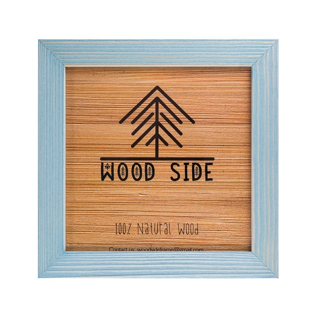 Rustic Wooden Square Picture Frame 12x12 In | 31x31 cm - 100% Natural Solid Eco Distressed Wood for Wall Mounting Photo Frame - Blue Turquoise