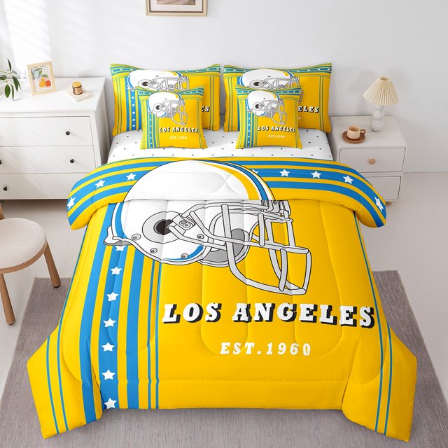 YST 7Pcs Football Theme Comforter Set Bed-in-a-Bag, Twin Size, Polyester