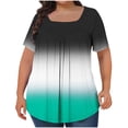 thumbnail image 2 of UPPADA Tuniques pour Femmes Grande Taille à Manches Courtes, Col Rond, Chemises Décontractées Douces, Blouse Boutonnée, Henley, Chemises Plissées, Tuniques Tendance, Vert Armée, TTTG, 2 of 5