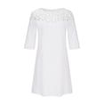 thumbnail image 4 of Robes pour Femmes en Coton et Lin Blanc à Manches Courtes, Dentelle Florale au Crochet, Robe T-Shirt d'Été Décontractée, Tunique Ample, Robe Droite, 4 of 6