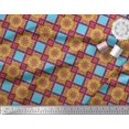 thumbnail image 2 of Soimoi Satin Silk Fabric Check & Mandala Decorative Print Sewing Fabric Yard 42 Inch Wide, 2 of 3