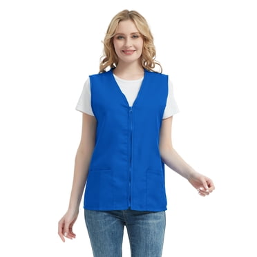 TOPTIE Adult Volunteer Activity Vest Supermarket Uniform Vests Clerk Workwear-Royal Blue-4XL