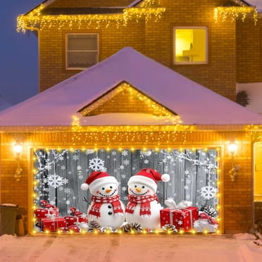 Christmas Garage Door Cover Colorful Snowflakes Christmas Garage Door Decorations Holiday Christmas Background Decorations Winter Year Party