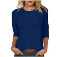 thumbnail image 2 of UPPADA 3/4 Shirts Chandails à Manches pour Femmes Mode Tendance Hauts Décontractés Col Rond Chandail Ample Confortable Doux Blouses Grande Taille Coupe Ample T - Décontractés Vêtements au Coude Hauts à Manches 3/4 pour Femmes Aubaines, 2 of 6