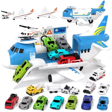 Airplane Toy, Airplane Toys for 2 Years Old Boy, Toy Airplane for Boys Age 2-4 3-6 4-7, 6x Racing Cars + 6x Transport Vehicles + 3x Aircraft, Toys for 2 3 4 5 Years Old, Plane Toys for Birthday