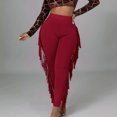 thumbnail image 2 of Birdeem Womens Sexy Tight Solid Color Fringed Bandage Trousers, 2 of 9