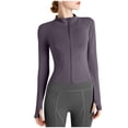 thumbnail image 1 of Timegard Womens Workout Jackets Full Zip Cropped Top Slim Athletic Running Jackets with Thumb Holes, 1 of 3