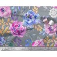 thumbnail image 3 of Soimoi Blue Cotton Poplin Fabric Leaves & Floral Print Sewing Fabric BTY 56 Inch Wide, 3 of 3