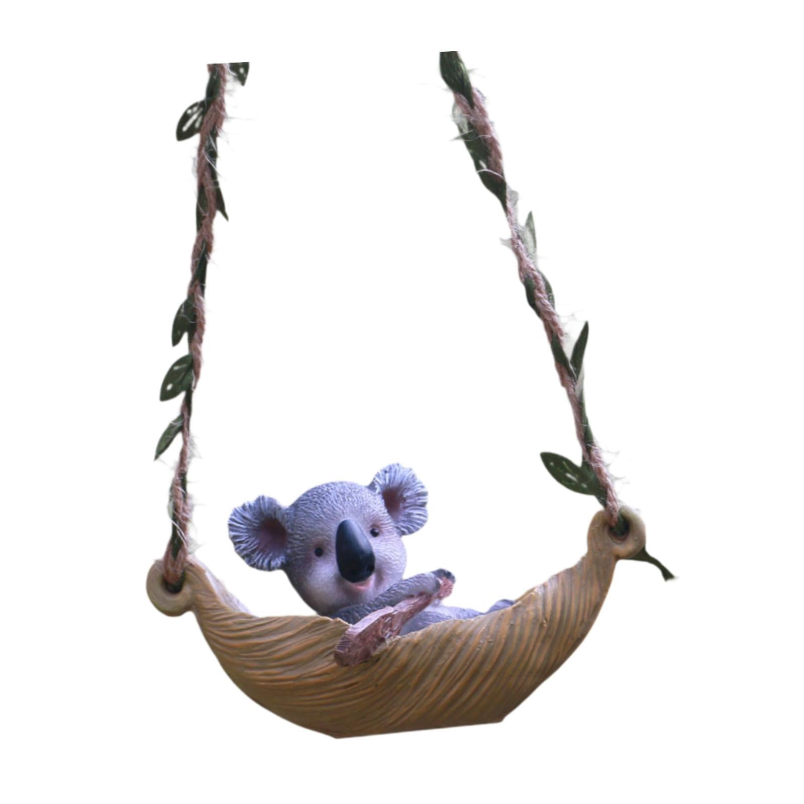 Abbracc Hanging Hammock Swing Animal Statue Animal Sculpture for Car Rearview Mirror Koala