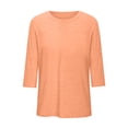 thumbnail image 4 of DDAPJ pyju T-shirts pour Femmes Grande Taille Amples Décontractés à Manches 3/4 Col Ras du Cou T-shirts Légers à Enfiler T-shirts Unis Basiques Vente à Durée Limitée Orange XXXXXL, 4 of 5