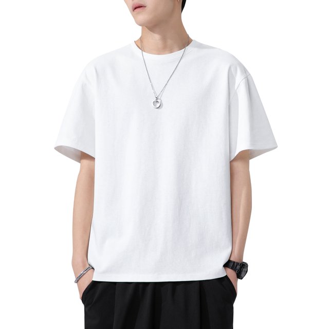 Labymos T-shirt à Manches Courtes pour Homme Col Rond T-shirts en Coton Uni T-shirts Décontractés