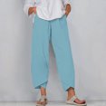 thumbnail image 1 of RXIRUCGD Women's Summer Comfortable Loose Wide Legged Fashion Solid Color Capris, Light Blue, Size: 3XL, 1 of 5