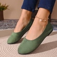 thumbnail image 2 of Women Slip on Casual Shoes Solid Color Round Toe Flat Comfortable Loafers Flock Upper Daily Walking Commuting, 2 of 7