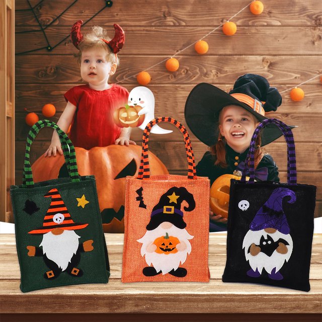 stanreset Sac Cadeau Halloween Fête Festival Art Adultes Sac à Main Poupée Tissu Non Tissé Sac Réutilisable Accessoire Noir