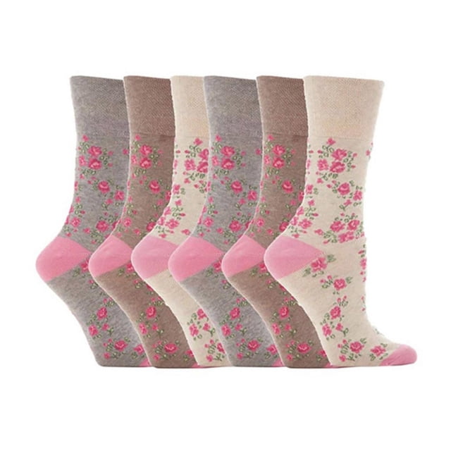 Gentle Grip - 6 Pairs Ladies Gentle Grip Non Elastic Crew Socks