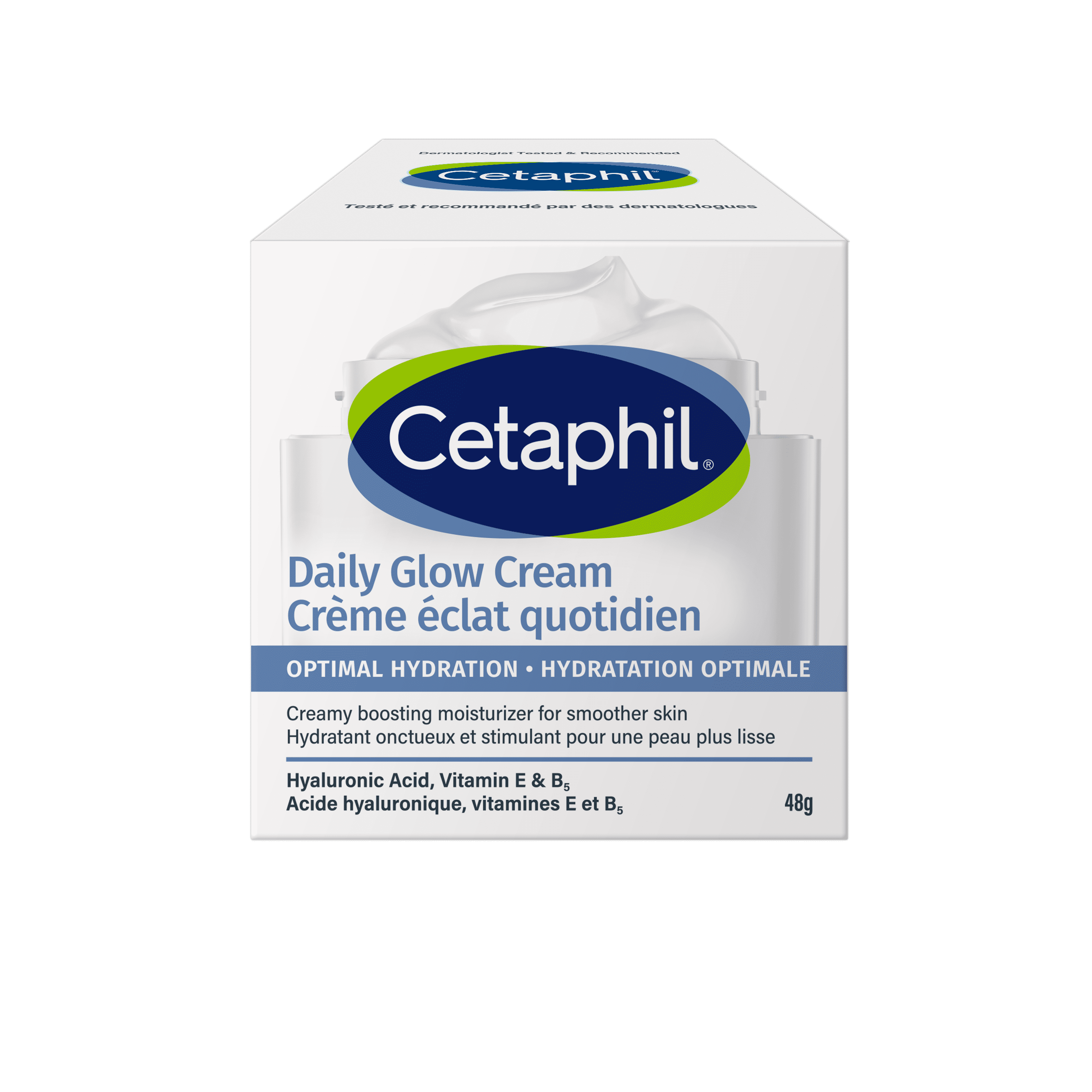 Cetaphil Optimal Hydration Daily Glow Cream | Made with Hyaluronic Acid and Niacinamide | 48hr Hydration | For Sensitive, Dry and Dehydrated Skin | 48g