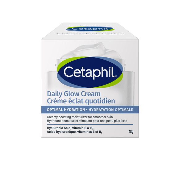 Cetaphil Optimal Hydration Daily Glow Cream | Made with Hyaluronic Acid and Niacinamide | 48hr Hydration | For Sensitive, Dry and Dehydrated Skin | 48g