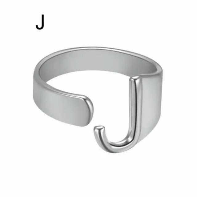 CUITING Fashion Adjustable Initial Alphabet Letter A-Z Ring Finger Rings Women Jewellery-Silver C