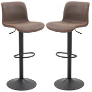 HOMCOM Bar Stools Set of 2, Swivel PU Leather Counter Height Bar Stools