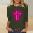 thumbnail image 1 of EGNMCR Easter T-Shirts Imprimés pour Femmes T-Shirts Graphiques T-Shirts pour Femmes Mode Femme Décontracté Noël Imprimé Col Rond Blouse Imprimée T-Shirt Manches 3/4 T-Shirt Blouses T-Shirts pour Femmes, 1 of 4