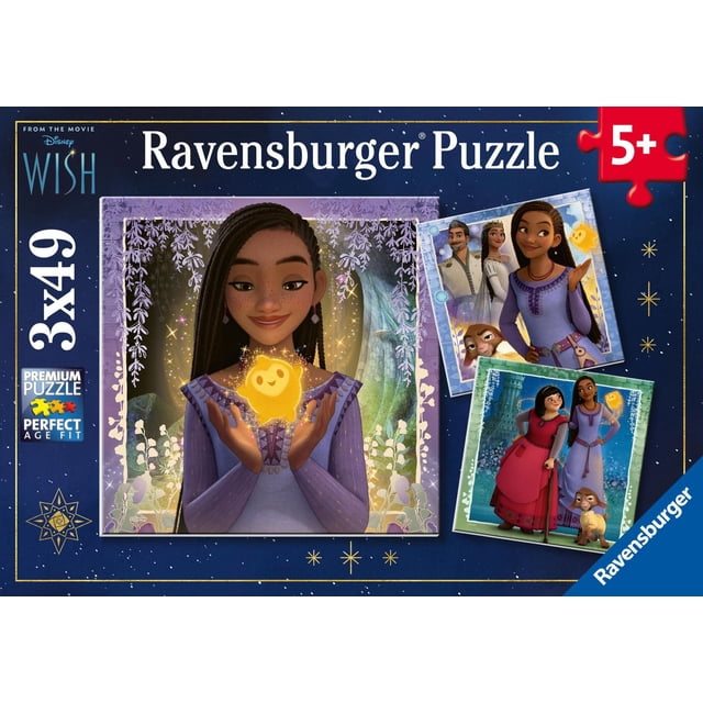 Ravensburger Disney Wish Ensemble de Casse-Têtes avec Trois Casse-Têtes de 49 Pcs Présentant des Scènes Colorées du Film Disney Wish, Incluant des Personnages dans des Contextes Magiques, Fabriqué en Carton Robuste avec de Grandes Pièces, Convient aux Enfants de 5 Ans et Plus, Favorisant la Résolution de Problèmes et l'Adresse.