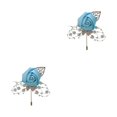 thumbnail image 2 of relayinert Broche Moderne Minimaliste Unique et à la Mode Pièce de Déclaration Épingles de Luxe pour Mariages Bleu Eau 2Set, 2 of 6