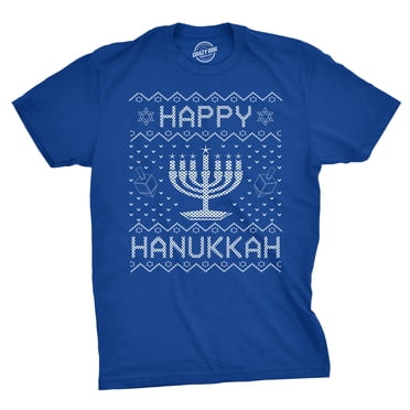 T-shirt Homme « Happy Hanukkah » Drôle Juif de Noël Menorah pour Gars (Royal) - TG