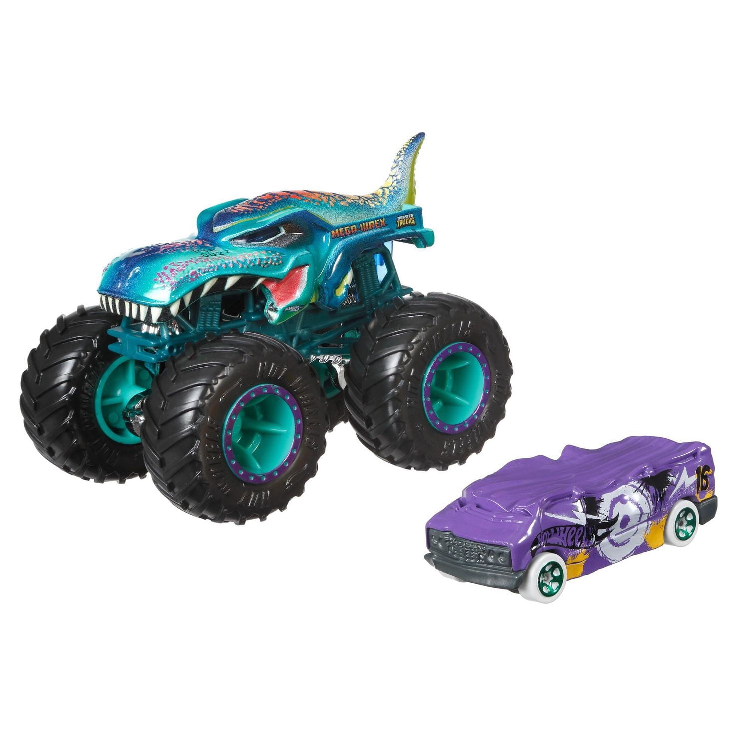 Hot Wheels Monster Trucks 1:64 scale Mega-Wrex 2-Pack Vehicles