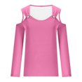 thumbnail image 4 of Yuyuzo Womens Tunic Tops Cold Shoulder Long Sleeve Shirts Loose Solid Color Lightweight Tee Tops, 4 of 5
