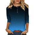 thumbnail image 1 of Yuyuzo Womens 3/4 Sleeve Tops Basic Button Crew Neck Solid Color Loose Fitted Tunics Tee Blouses, 1 of 5