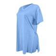 thumbnail image 3 of Pxiakgy Two Piece Outfits for Women Short Sleeve Casual Basic Shorts Set Light blue + XXL, 3 of 5