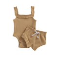 thumbnail image 4 of Ensemble Court 2 Pcs pour Tout-Petites Filles, Barboteuse Sans Manches à Encolure en U de Couleur Unie + Pantalon, 4 of 5
