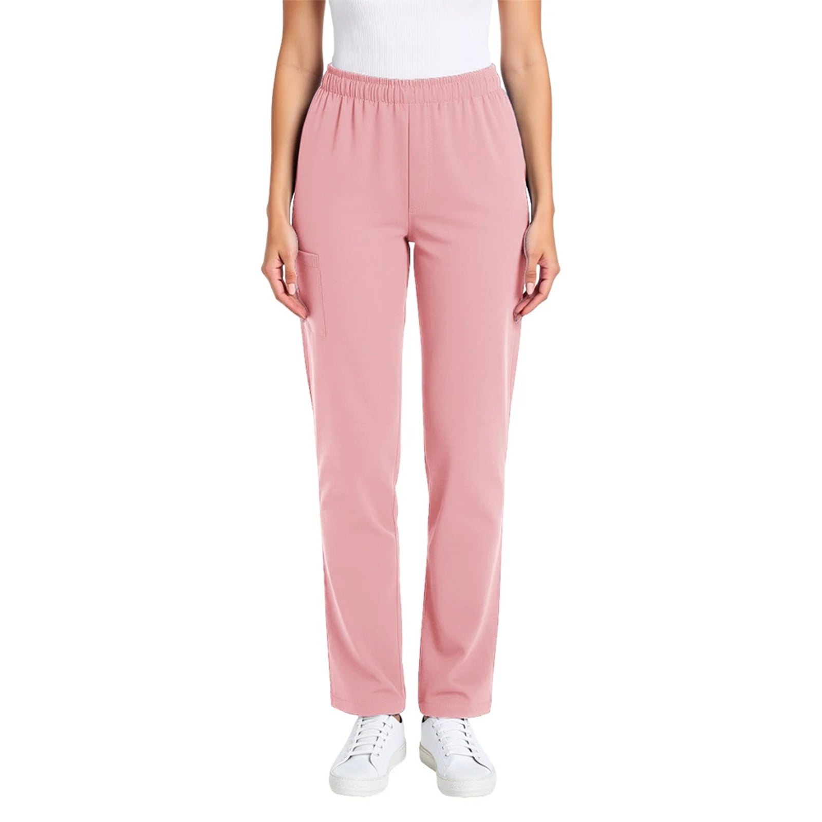 HongQid Scrubs for Women Mid Rise Tapered Leg Pant Cargo Bottom with Stretch Fabric Regular/Petite Sizes