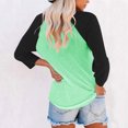 thumbnail image 3 of Plebaso T-Shirts à Manches 3/4 pour Femmes Col Rond Hauts à Blocs de Couleur Décontractés Amples T-Shirts Blouses pour Femmes, 3 of 3