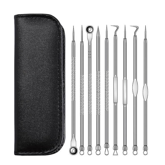 9 in 1 Pimple Blackhead Remover Extractor Tool Kit, Professional Safe Treatment for Zit Popper Removing for Nose Face Skin