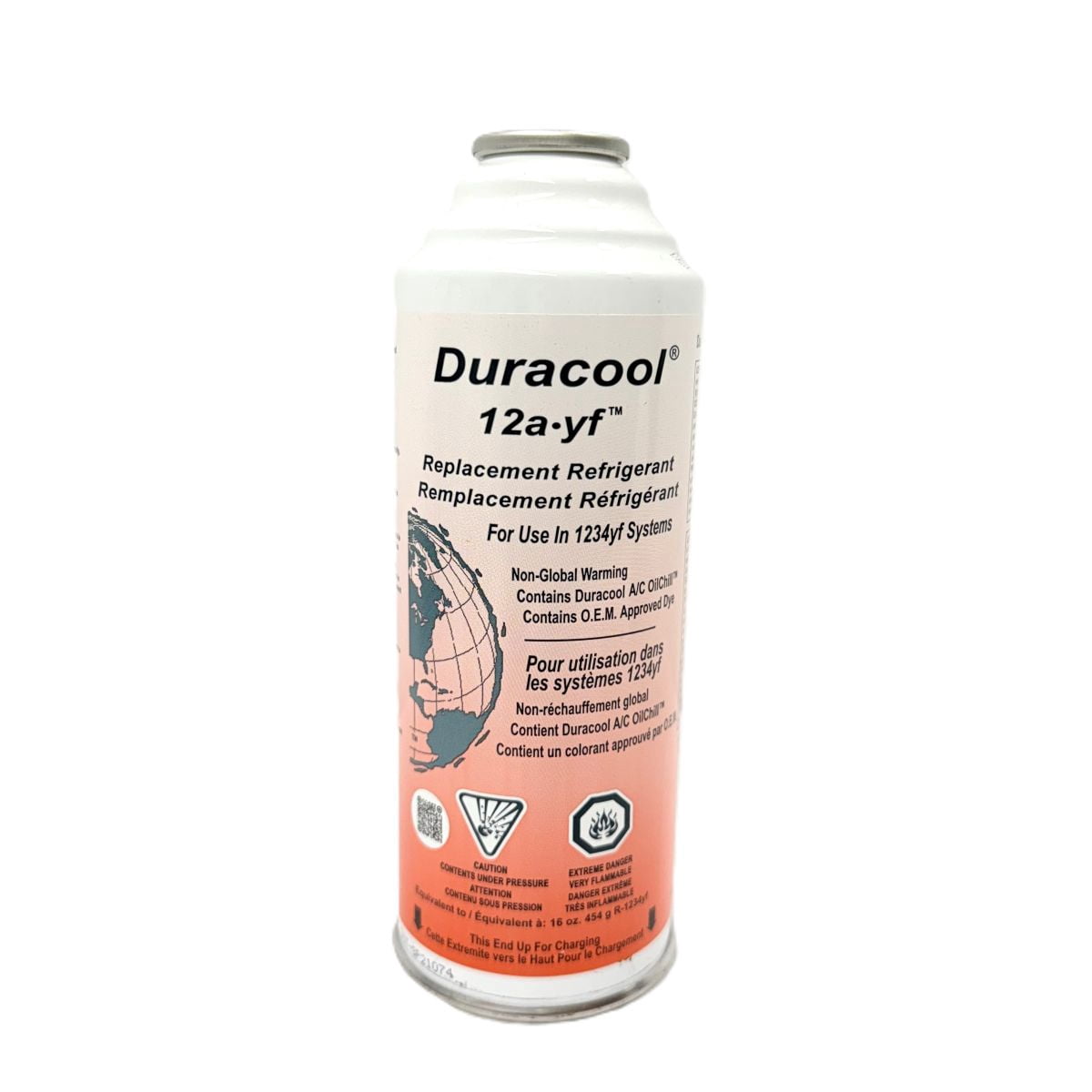 Duracool® 12a-yf Mobile A/C Replacement Refrigerant 8 OZ. Can for 1234yf Systems. (12a-yf hose # YF3015) required installation)