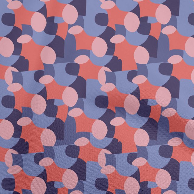 oneOone Viscose Chiffon Medium Blue Fabric Abstract Fabric For Sewing Printed Craft Fabric By The Yard 42 Inch Wide
