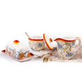 thumbnail image 1 of Euro Ceramica Duomo Collection Servingware, 3-Piece Breakfast Table Necessities Set, Gold and Cream, 1 of 5