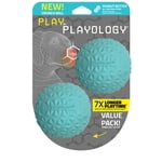 Playology Medium Crunchy Ball 2-Pack - Peanut Butter Scented Dog Toy